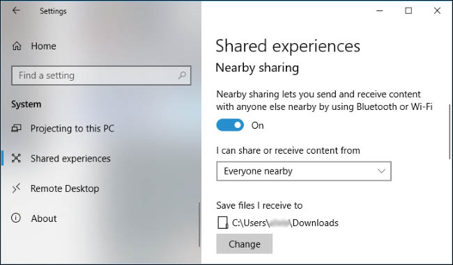 قابلیت Nearby Sharing