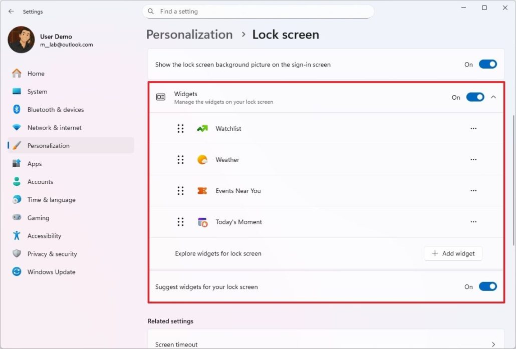 مدیریت ویجتها در Lock Screen