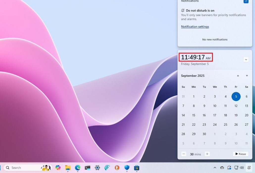 ساعت مرکز اعلانها